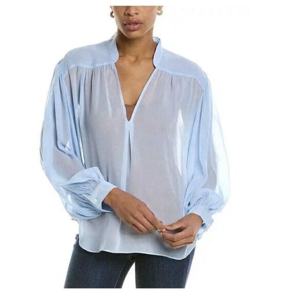 Joie lasha long sleeve 100% silk top light blue size Large and Medium, NWT - Picture 12 of 13